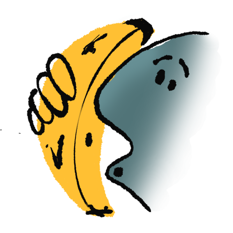 Banana illustration, dark